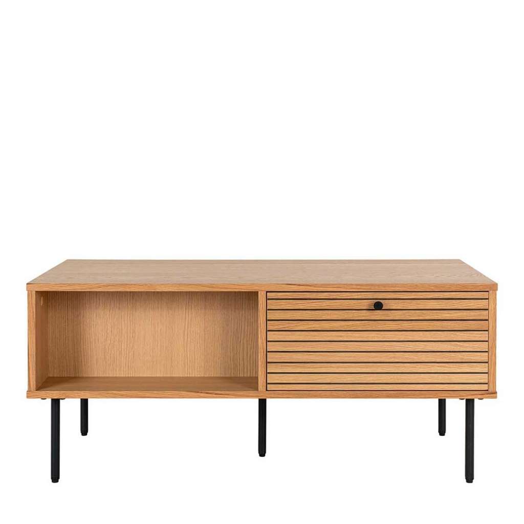 Sofa Tisch Wohnzimmertisch in Eichefarben mit zwei Schubladen