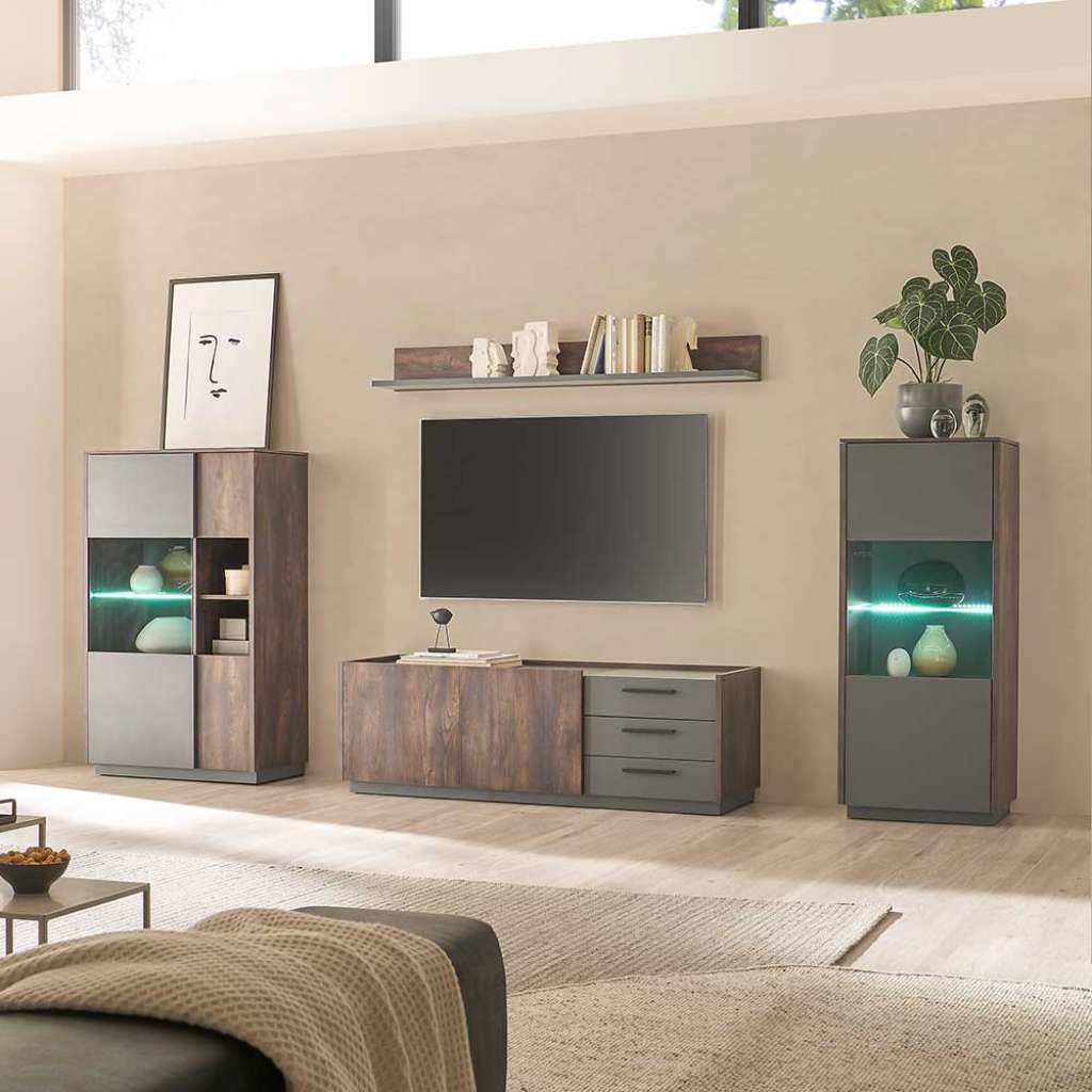 TV Wohnwand in modernem Design melaminbeschichtet (vierteilig)