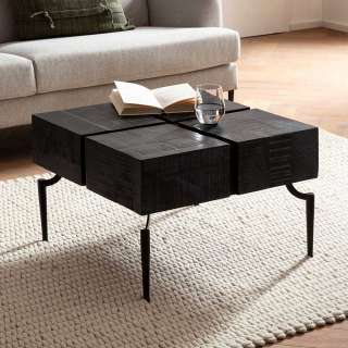 Couchtisch Sofatisch in Schwarz aus Massivholz und Metall