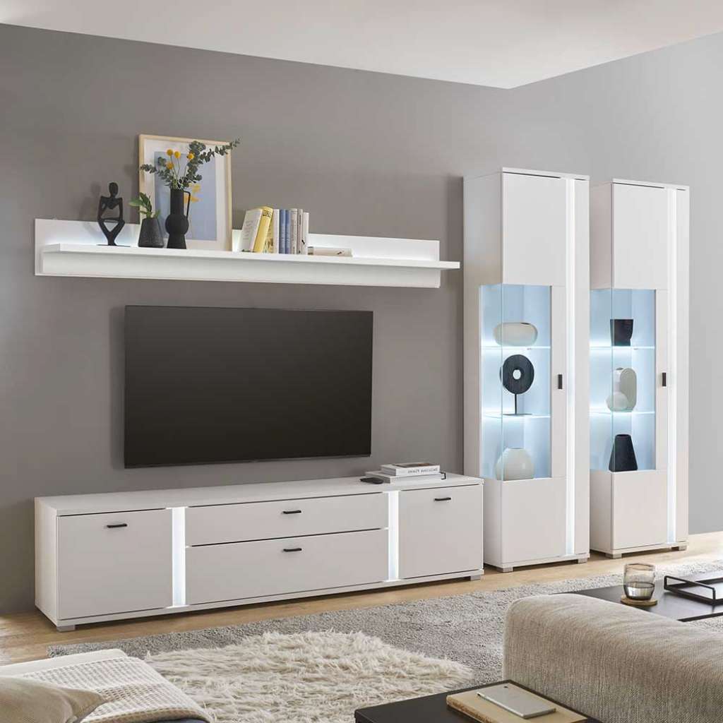 Wohnzimmermöbel Set in modernem Design LED Beleuchtung (vierteilig)