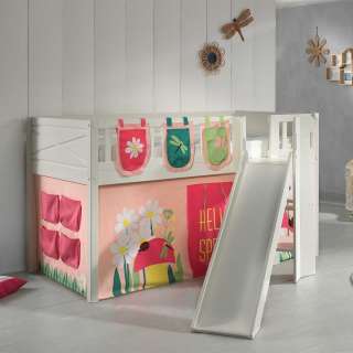 Kinder Halbhochbett mit Blumen Motiv Leiter