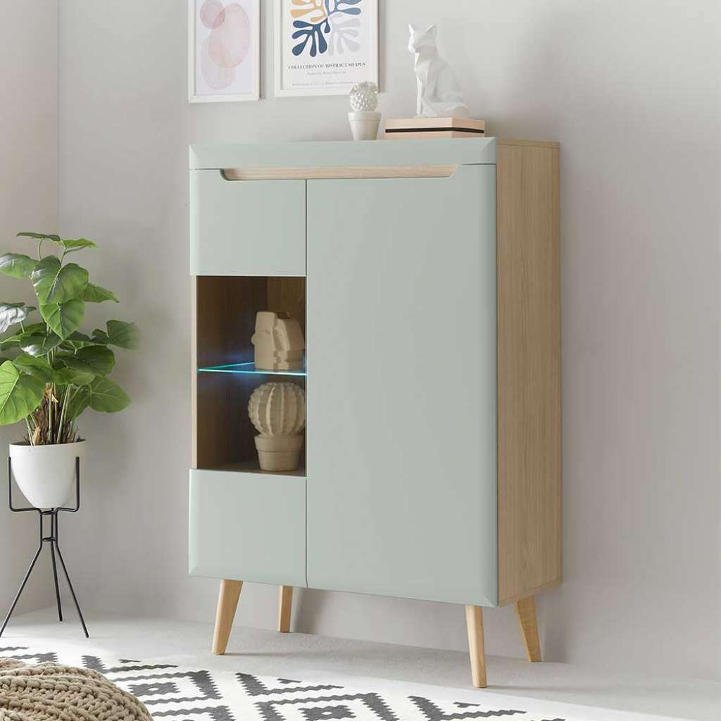 Esszimmer Highboard Vitrine Glaseinsatz links 134 cm hoch