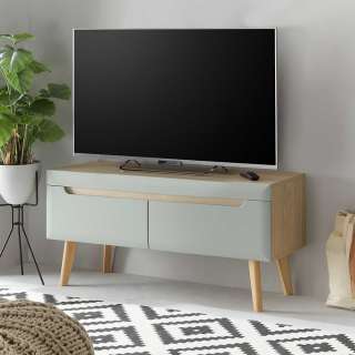 TV Lowboard klein in Mintgrün Eichefarben