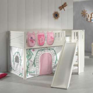Kinderspielbett aus Kiefer Massivholz Vorhang Set