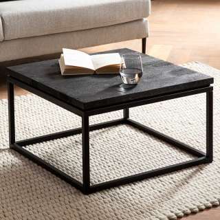 Couchtisch Sofatisch in Schwarz aus Metall und Holz
