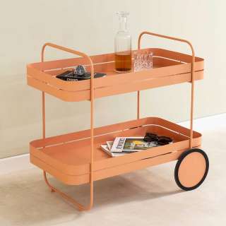 Servierwagen Teewagen in Terracotta aus Stahl
