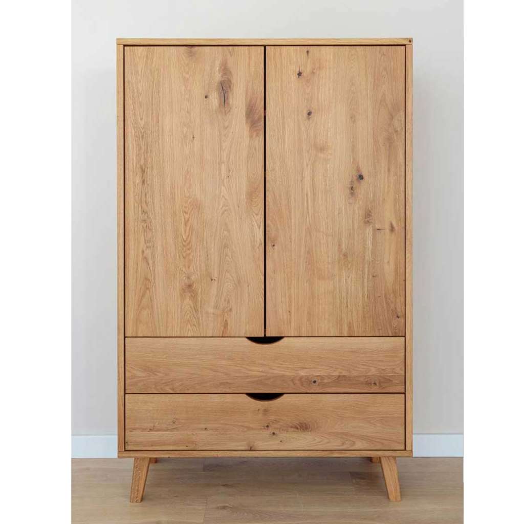 Schlafzimmerschrank Kleiderschrank aus Wildeiche Massivholz 180 cm hoch