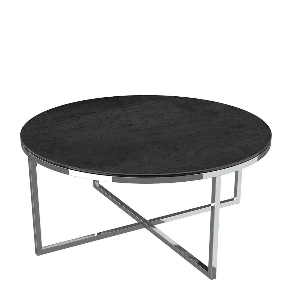 Salontisch Wohnzimmertisch mit Keramik Oberfläche und Bügelgestell