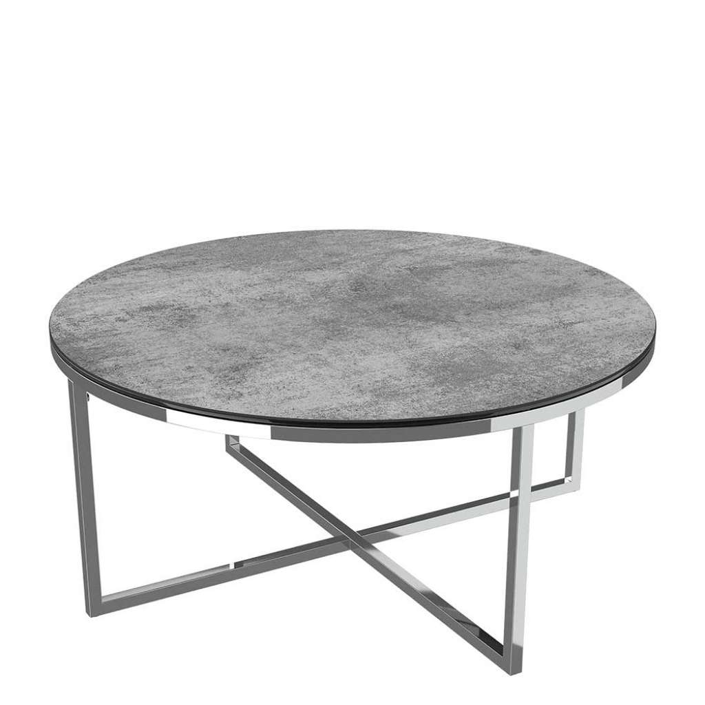 Couchtisch Sofatisch aus Edelstahl Glas Keramik in runder Form