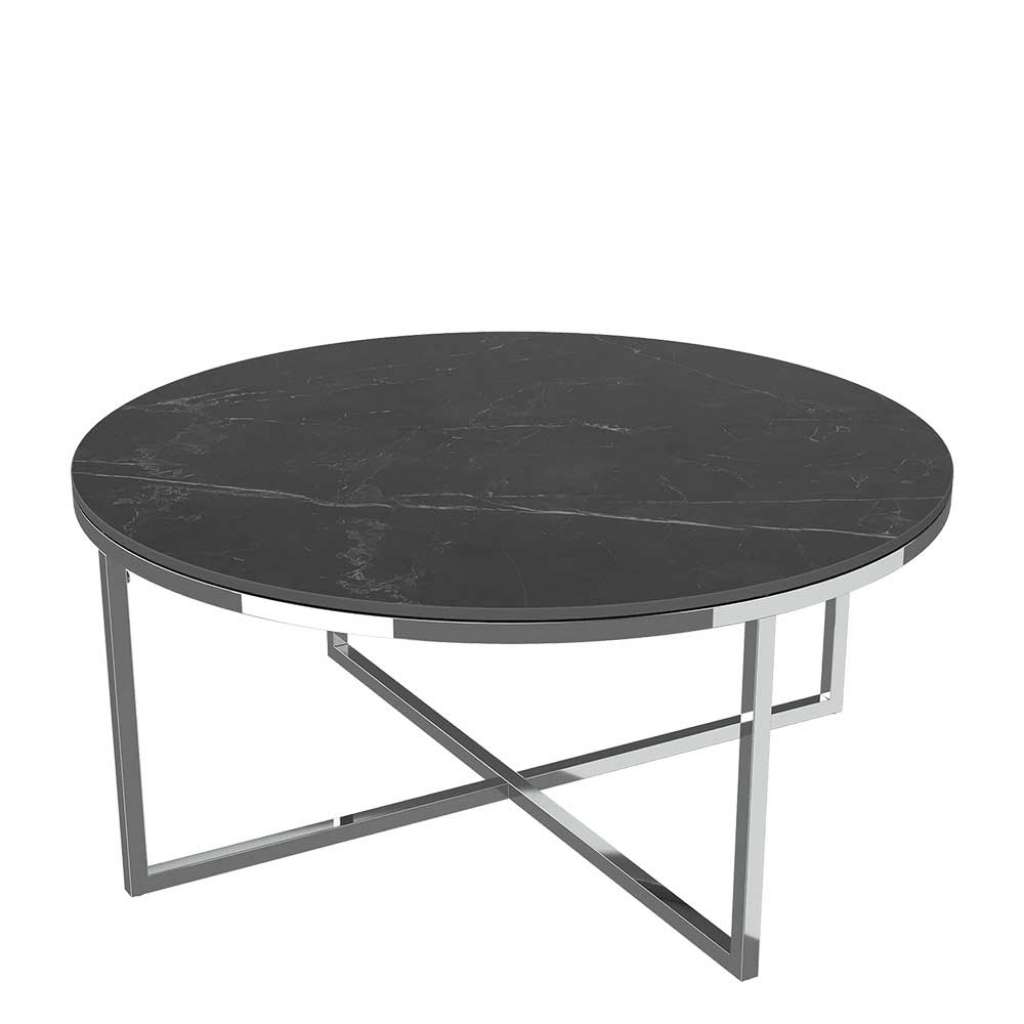 Couchtisch Sofatisch in runder Form mit Keramikplatte
