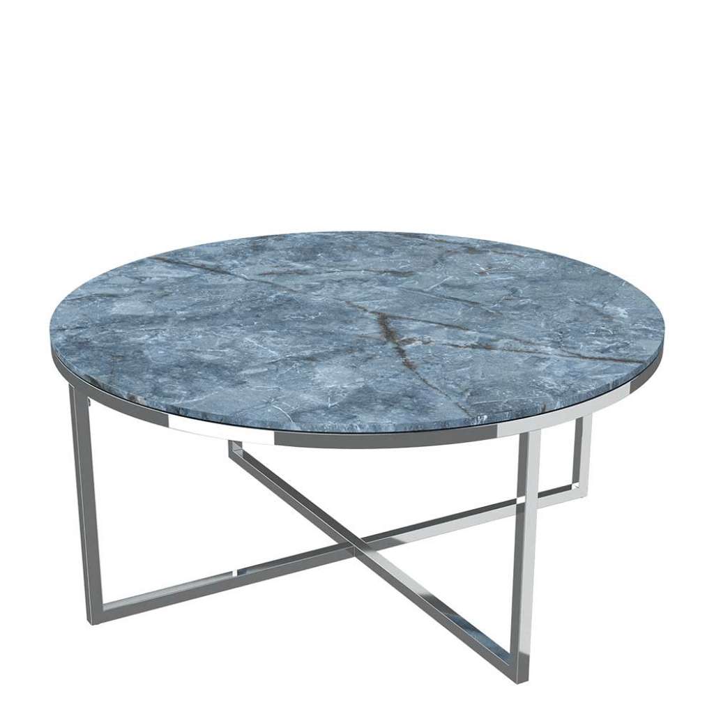 Couchtisch Sofatisch in Blau Marmor Optik - runde Form