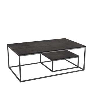 Couchtisch Sofatisch aus Metall und Keramik in Schwarz
