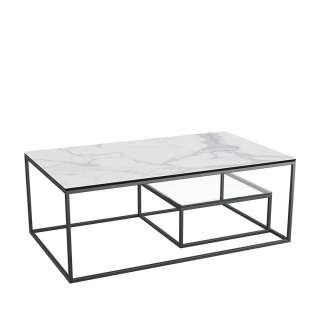 Marmor Optik Tisch Couchtisch in modernem Design mit Bügelgestell