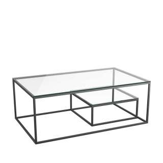 Designercouchtisch Sofatisch aus Sicherheitsglas mit Bügelgestell