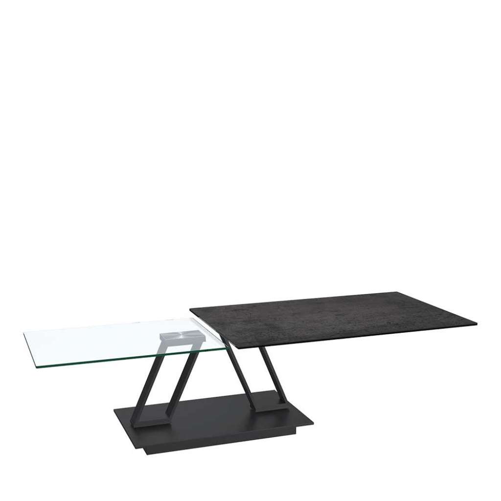 Couchtisch Sofatisch in Schwarz mit Glasplatte