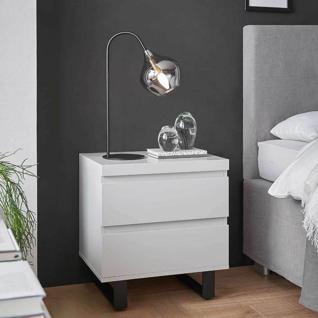 Nachttisch Nachtkommode mit zwei Schubladen und Bügelgestell