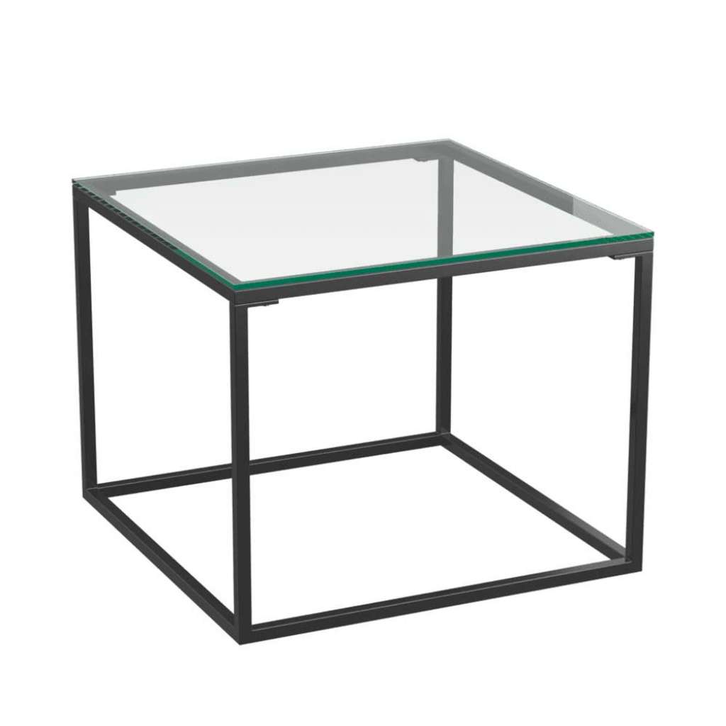 Beistelltisch Industrietisch in Schwarz mit Glasplatte