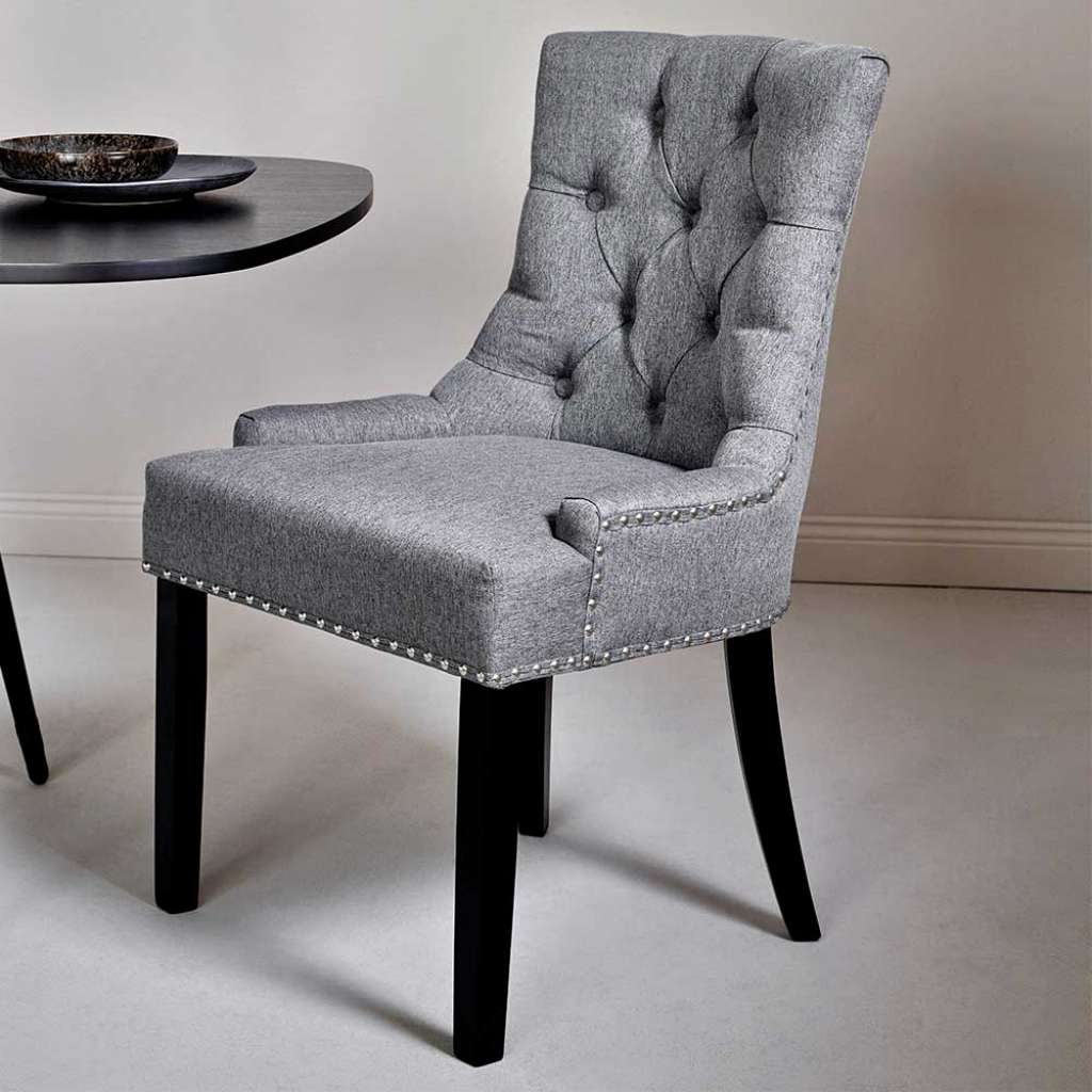 Polsterstuhl Esszimmer Stuhl im Chesterfield Look in Grau