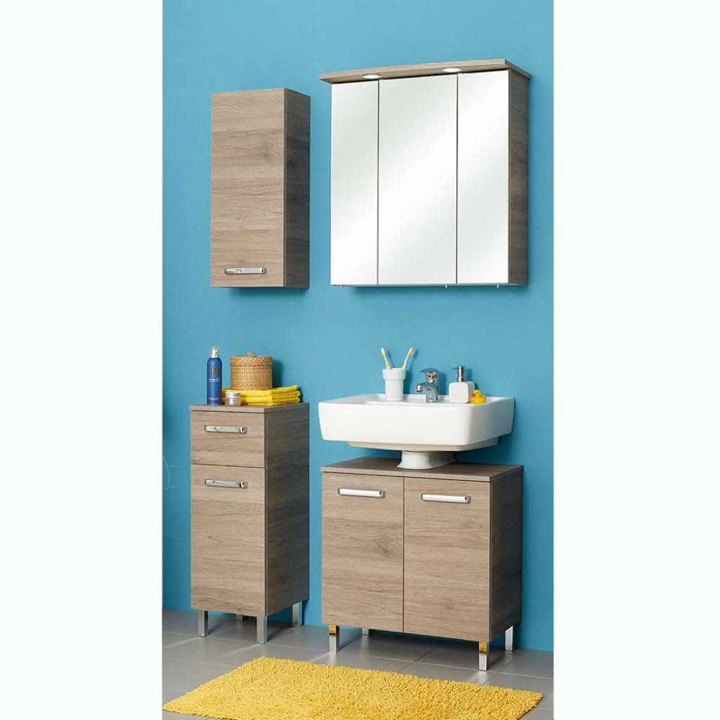 Badmöbel Set Badmöbelset mit LED Beleuchtung vierteilig (vierteilig)