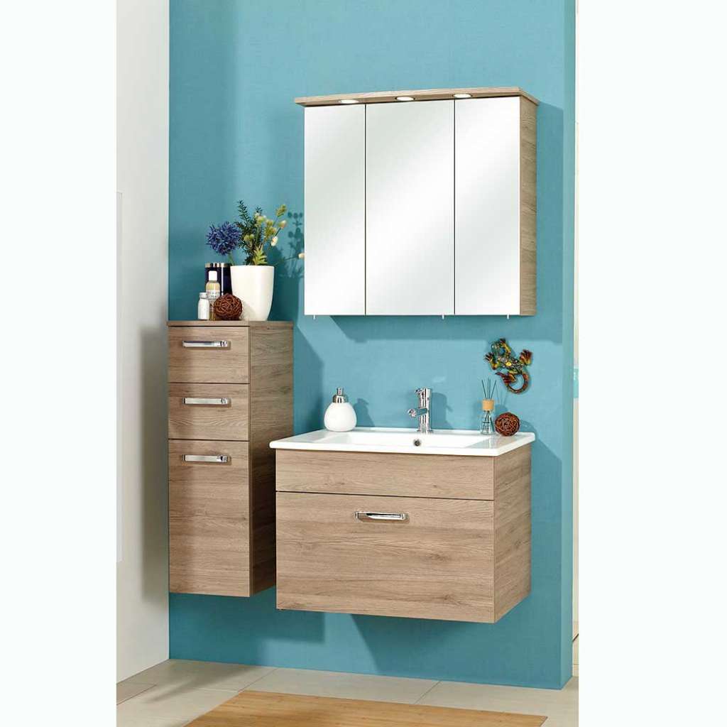 Badezimmermöbel Set Waschtisch Set in Eiche San Remo Made in Germany (dreiteilig)