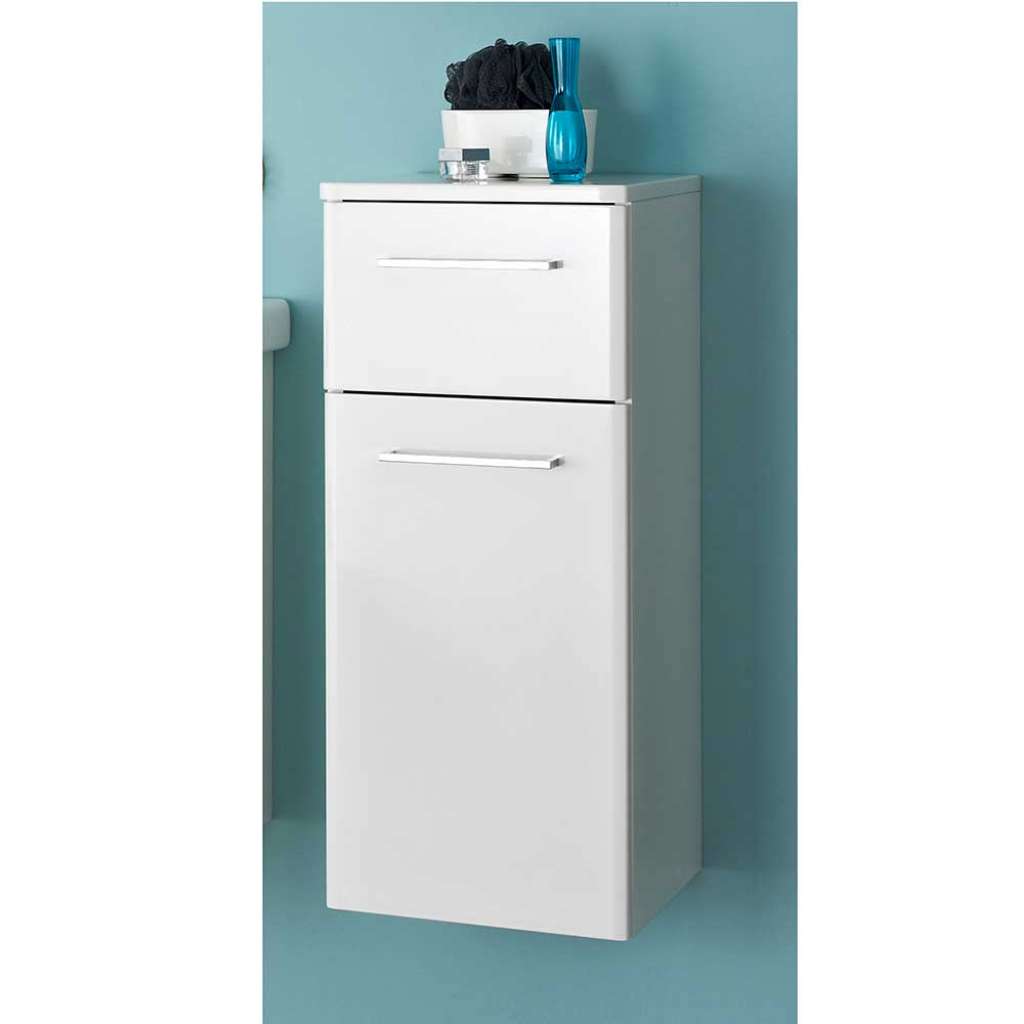 Badezimmerschrank Unterschrank mit Metallgriffen in Weiß