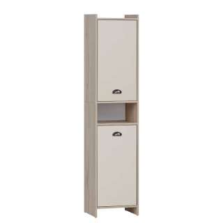 Badezimmer Hochschrank in Cremeweiß Eiche hell