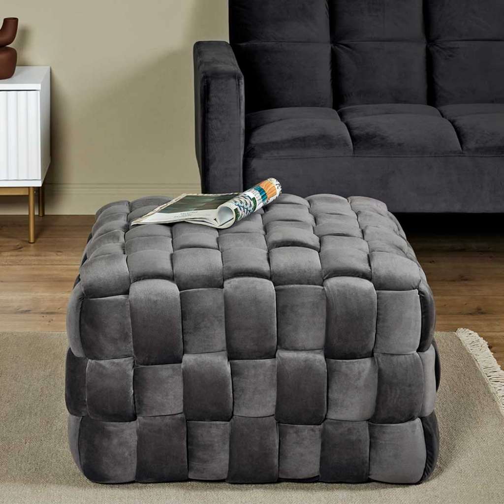 Sitzwürfel Couchhocker in Grau aus Samt