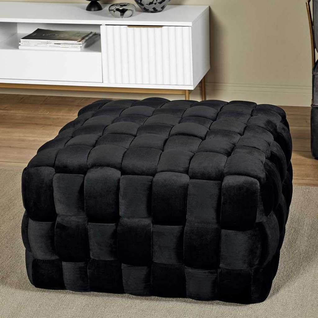 Hocker Sitzhocker aus Samt in quadratischer Form