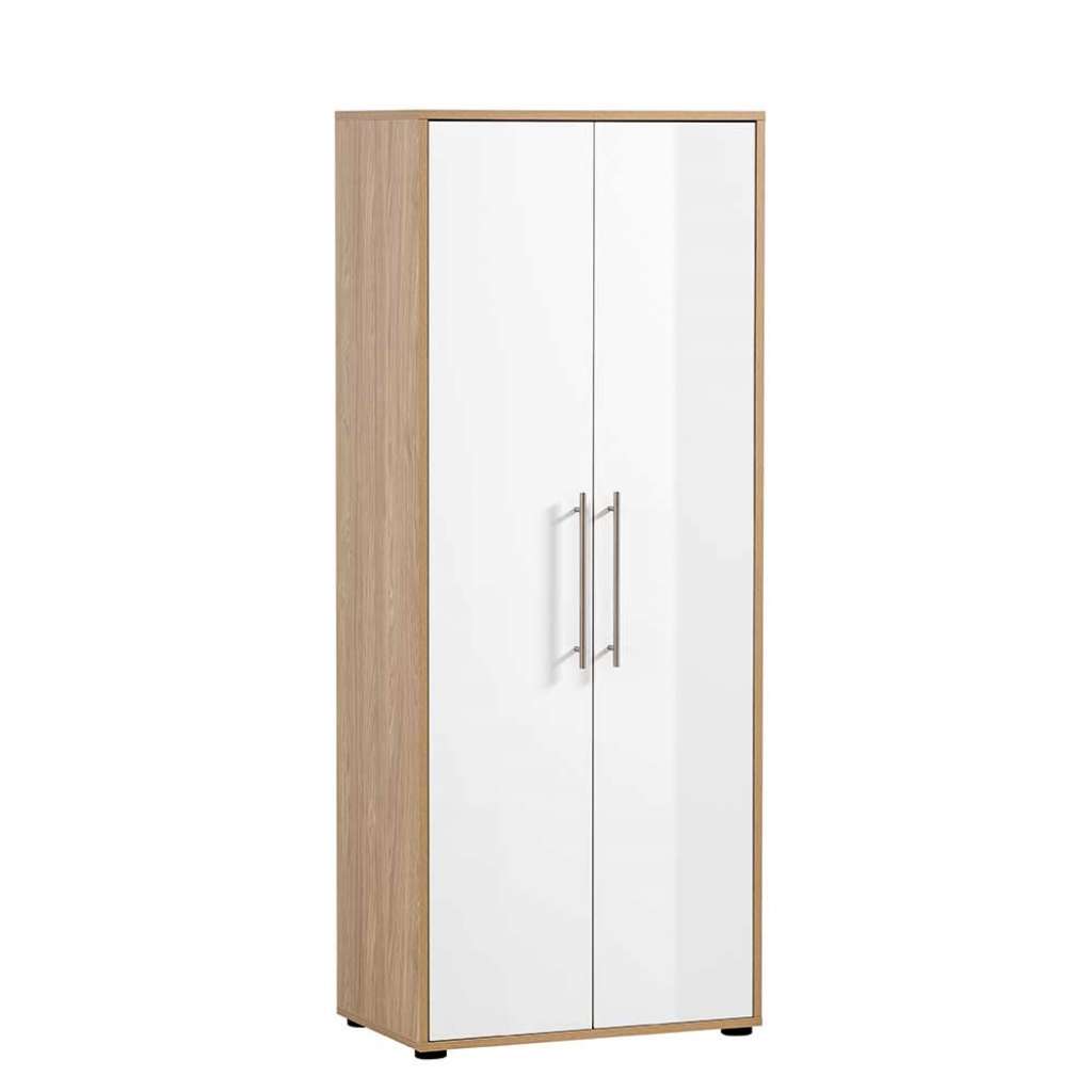 Schrank Büro Büroschrank in Weiß mit Drehtüren