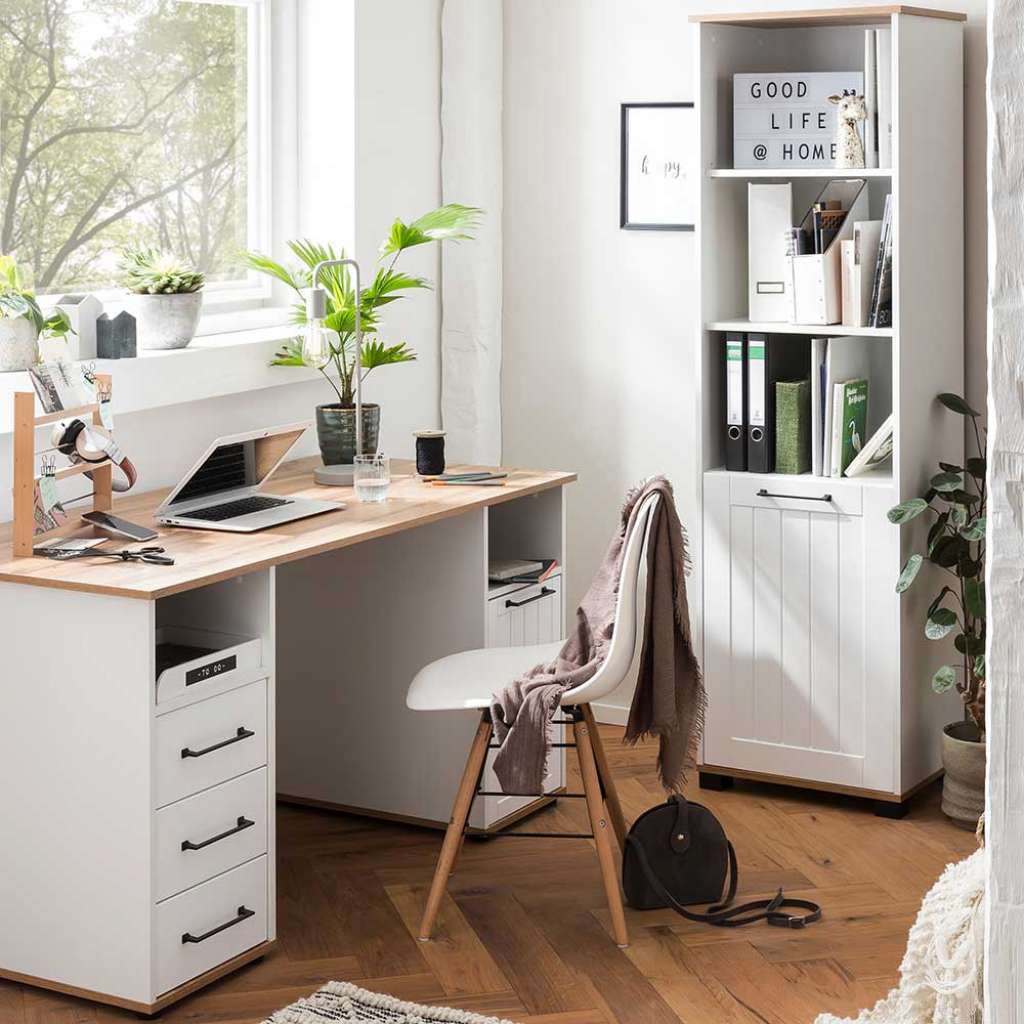 Arbeitszimmermöbel Set Büromöbel Set mit Tür und Metallgriffen (zweiteilig)