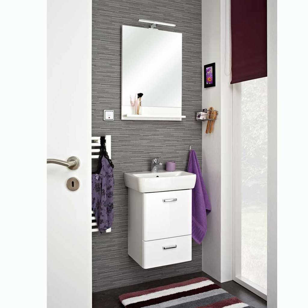 Waschplatz Set Badmöbel Set für die Wandmontage mit Metallgriffen (zweiteilig)