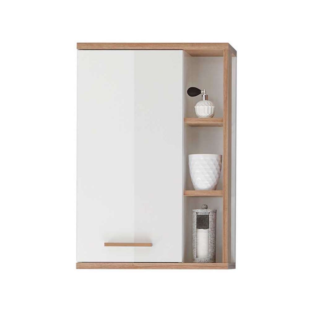 Badezimmerschrank Hängeschrank Bad mit offenen Fächern und Drehtür