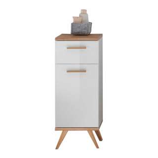 Badezimmerschrank Badezimmerschränkchen mit Holzgriffen und Vierfußgestell