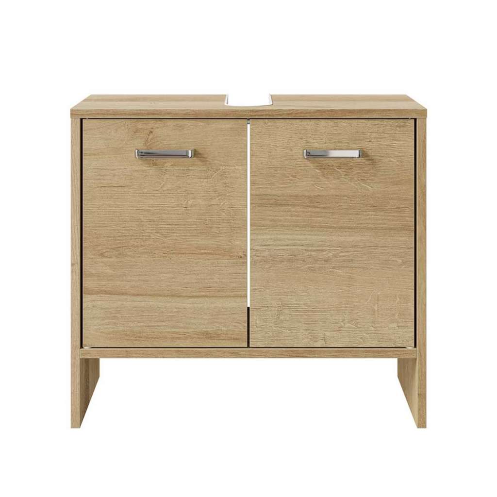 Badunterschrank Badezimmerschrank mit Metallgriffen und Holzwerkstofftür