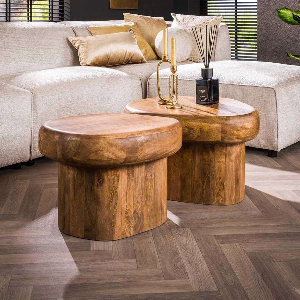 Beistelltisch Couchtisch aus Mangobaum Massivholz organische Form