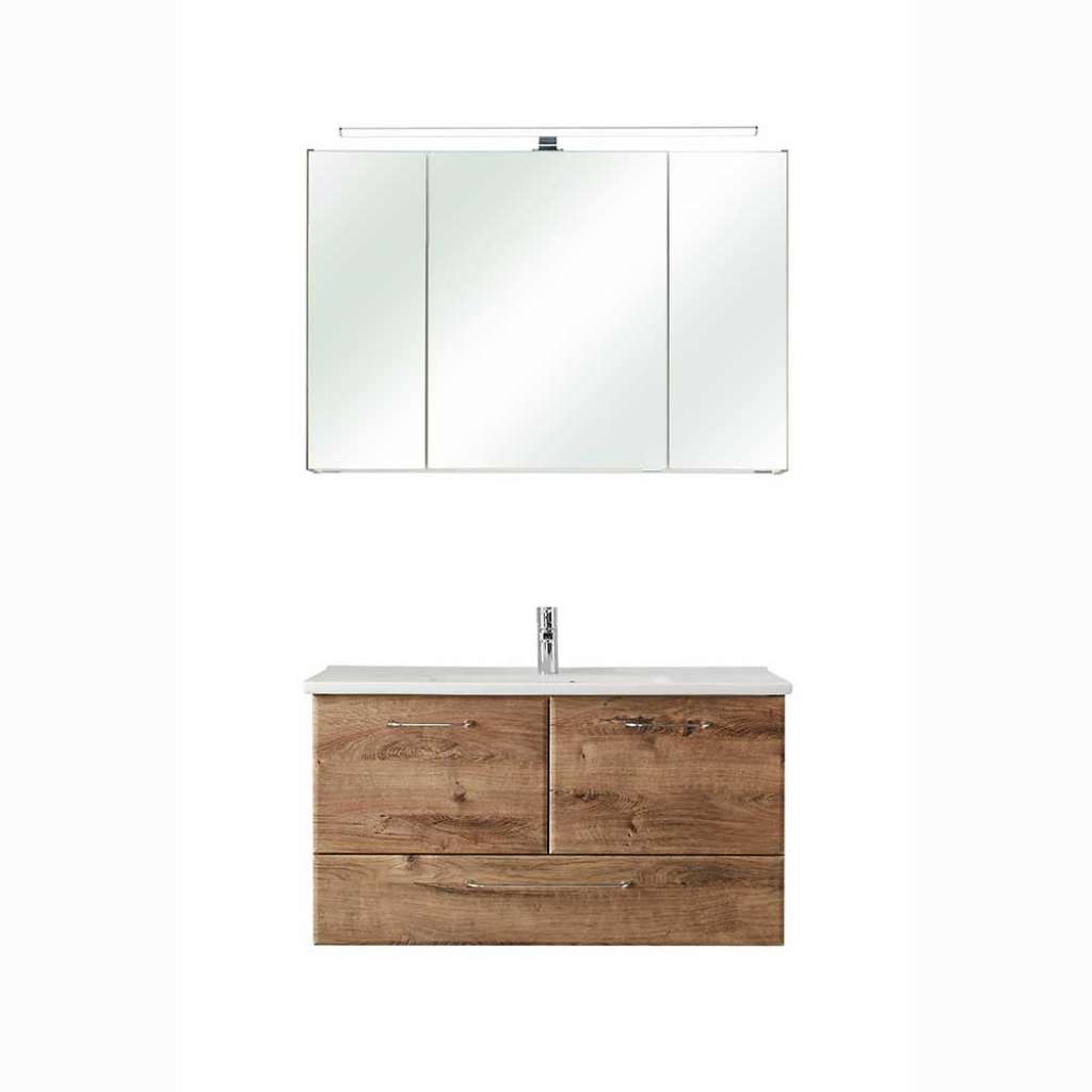 Badmöbelset Badezimmermöbel Set mit LED Beleuchtung zweiteilig (zweiteilig)
