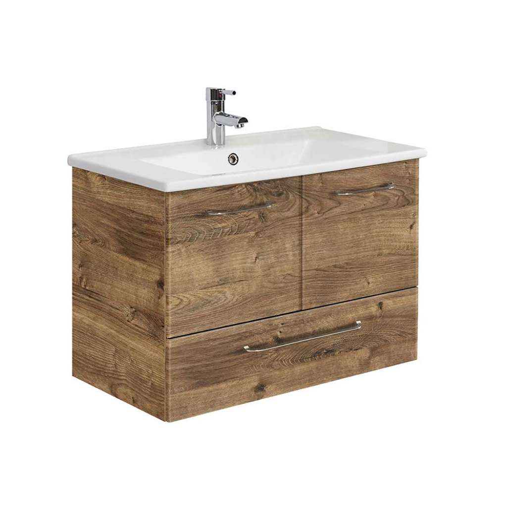 Waschbeckenunterschrank Waschtischunterschrank mit Holzwerkstoff Oberfläche und einem Einlasswaschbecken