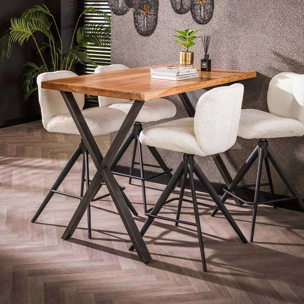 Esstisch Holztisch aus Stahl mit X Gestell