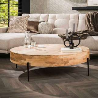 Sofatisch Couchtisch aus Massivholz in runder Form