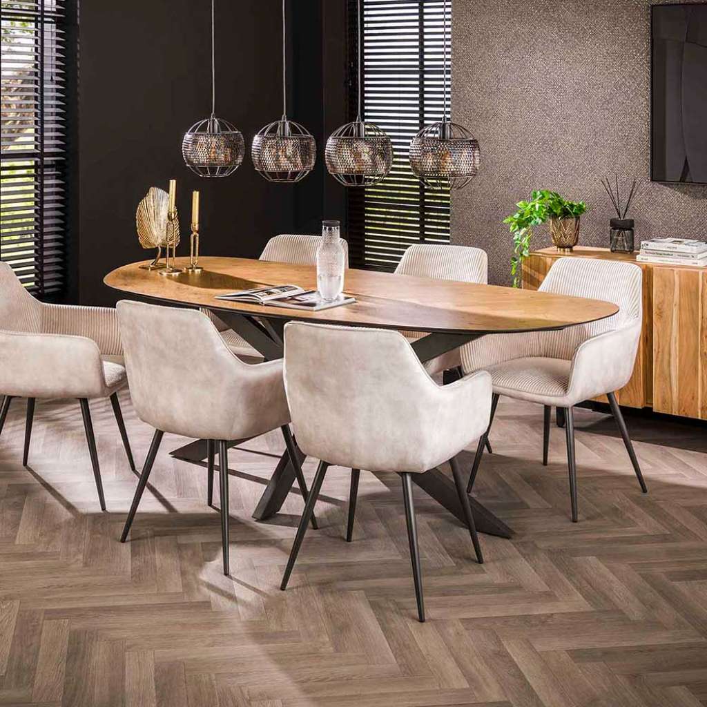 Esstisch Tisch Esszimmer aus Metall und Holzwerkstoff