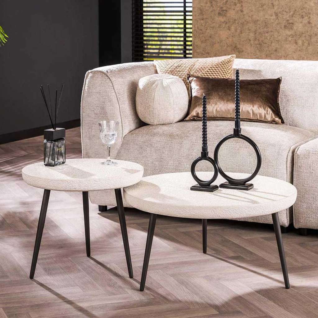 Couchtisch Sofatisch in runder Form zweiteilig (zweiteilig)