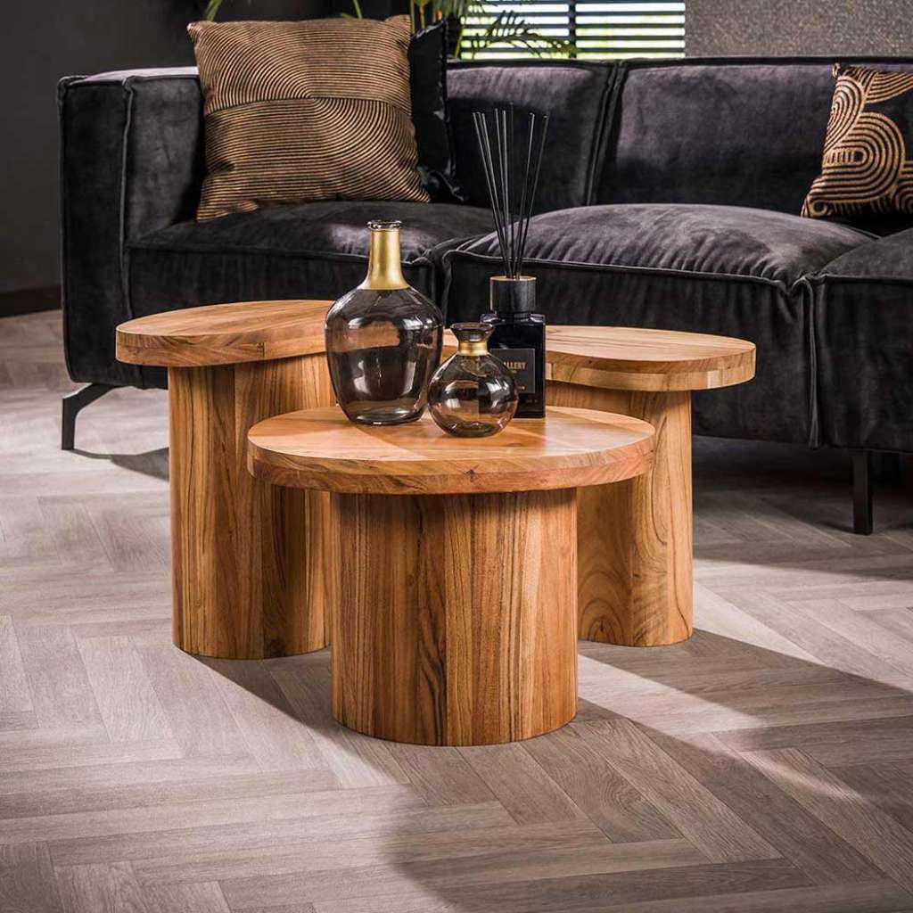 Couchtisch Sofatisch aus Massivholz dreiteilig (dreiteilig)