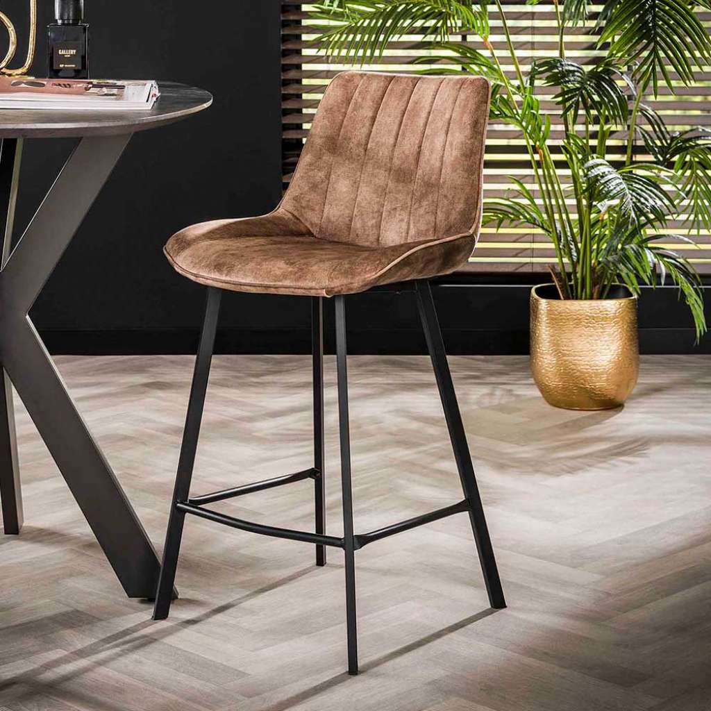 Barhocker Tresenstuhl mit Schaumstoffpolsterung und Bezug (2er Set)