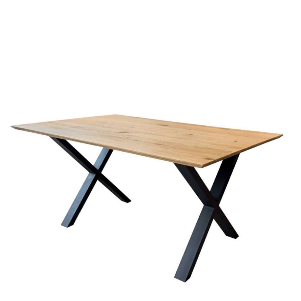 Massivholztisch Esstisch aus Metall mit Massivholzplatte