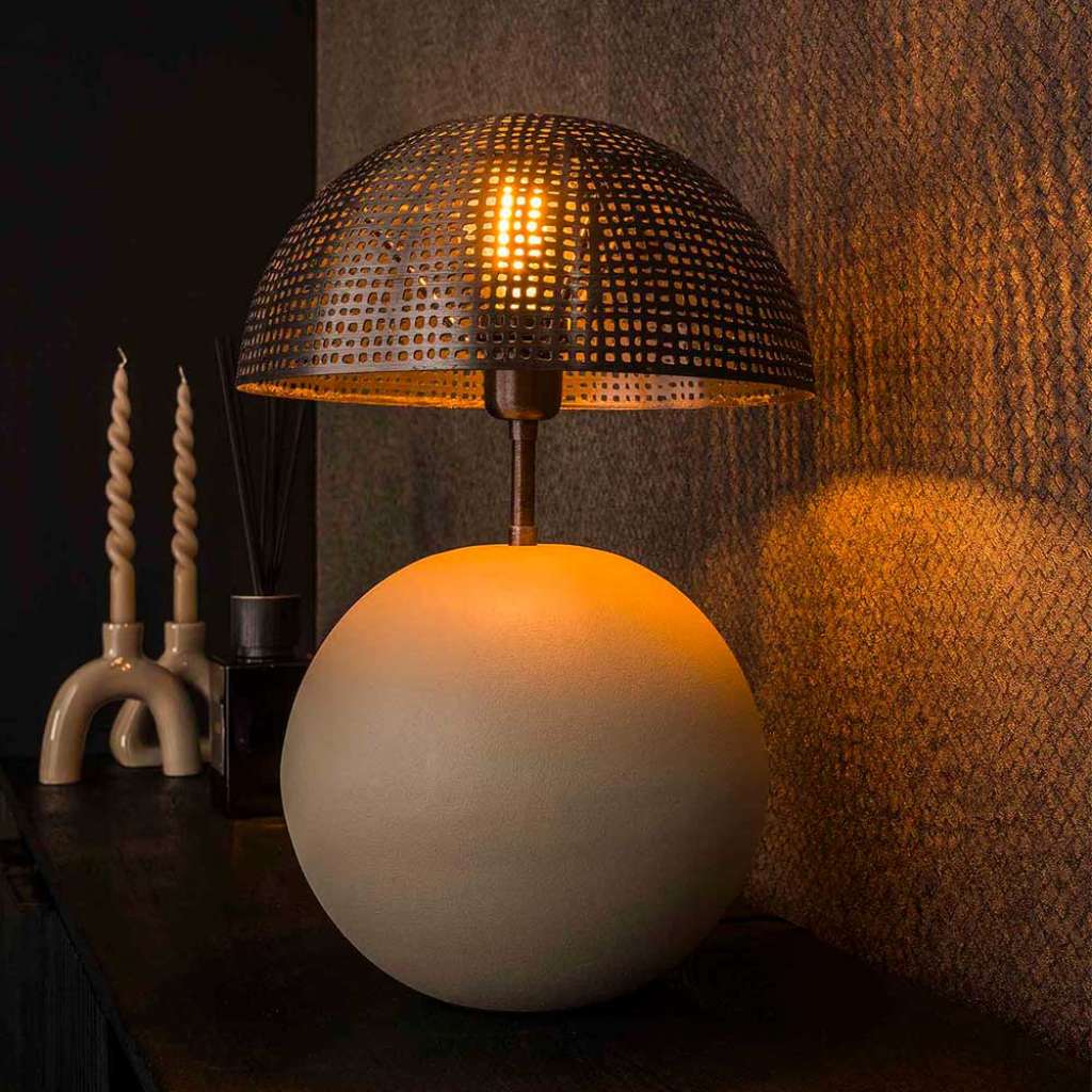 Tischleuchten Tischlampen in Beige aus Metall