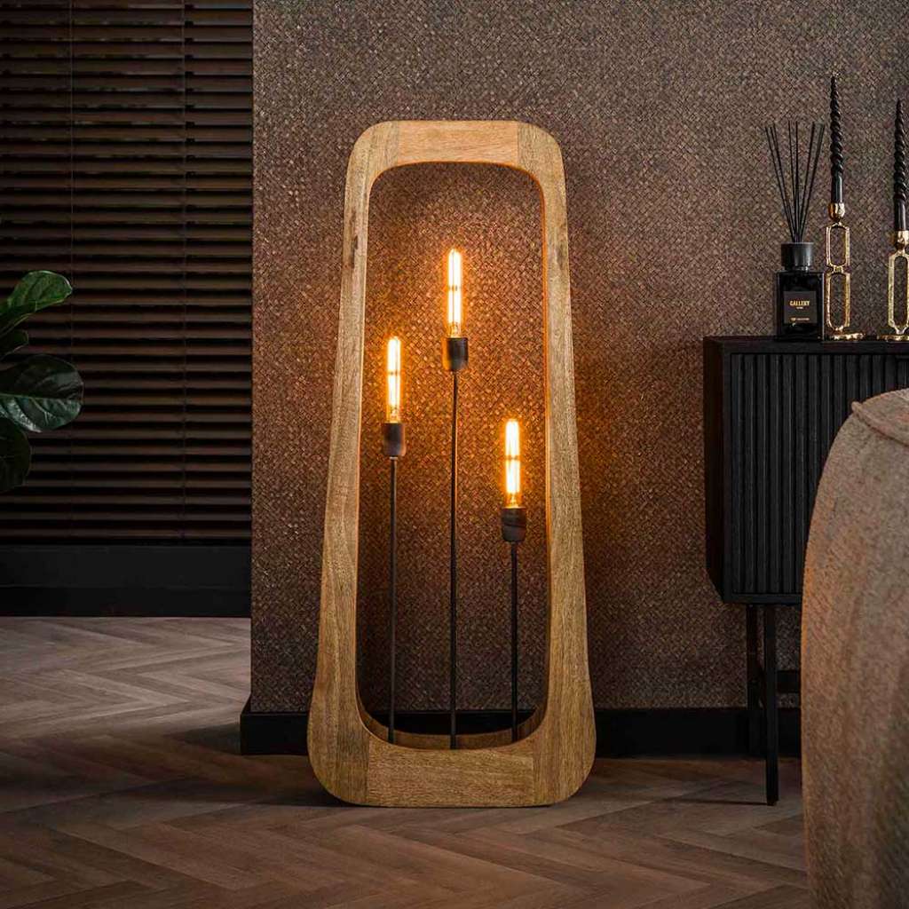 Stehleuchte Stehlampen aus Massivholz in Mangoholz Naturfarben