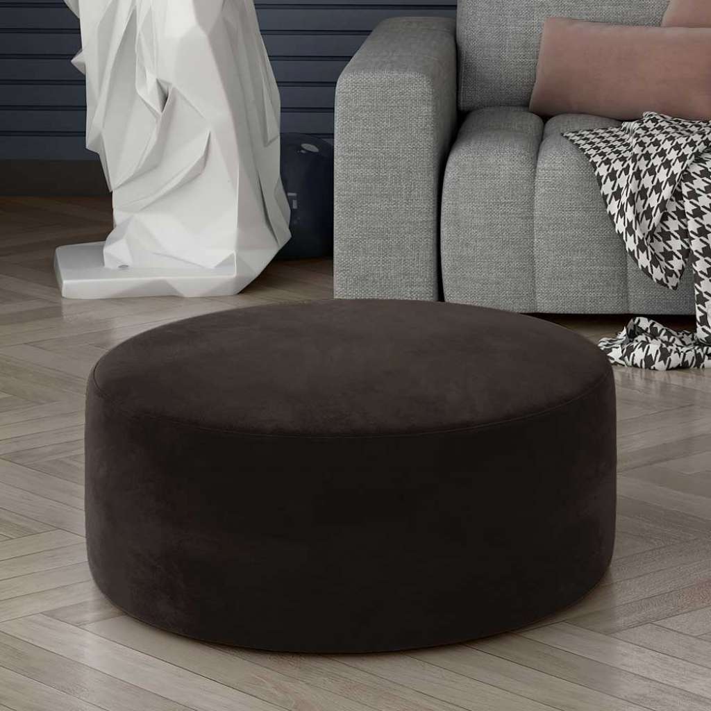Polsterhocker Couchhocker in runder Form aus Samt