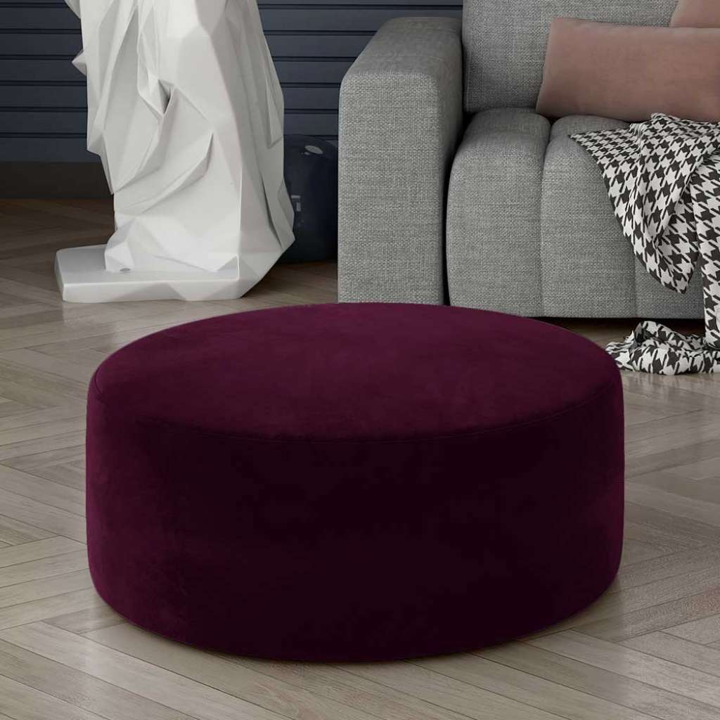 Couchhocker Beistellhocker aus Samt in runder Form