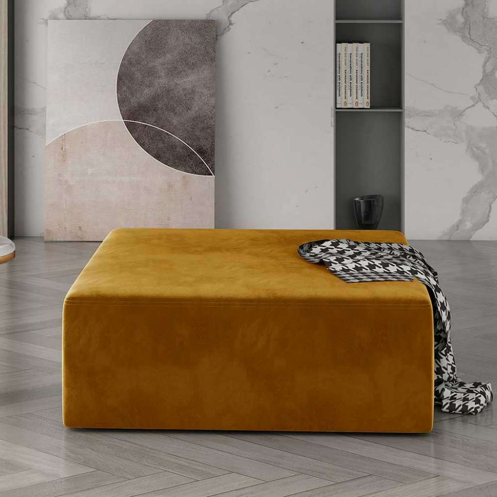 Hocker Sitzhocker aus Samt in Senfgelb