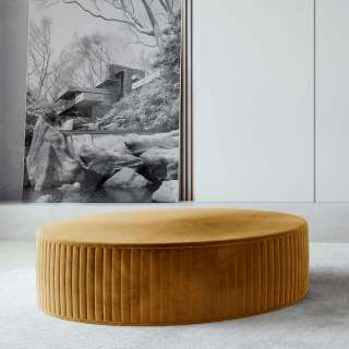 Polsterhocker Beistellhocker aus Samt in runder Form